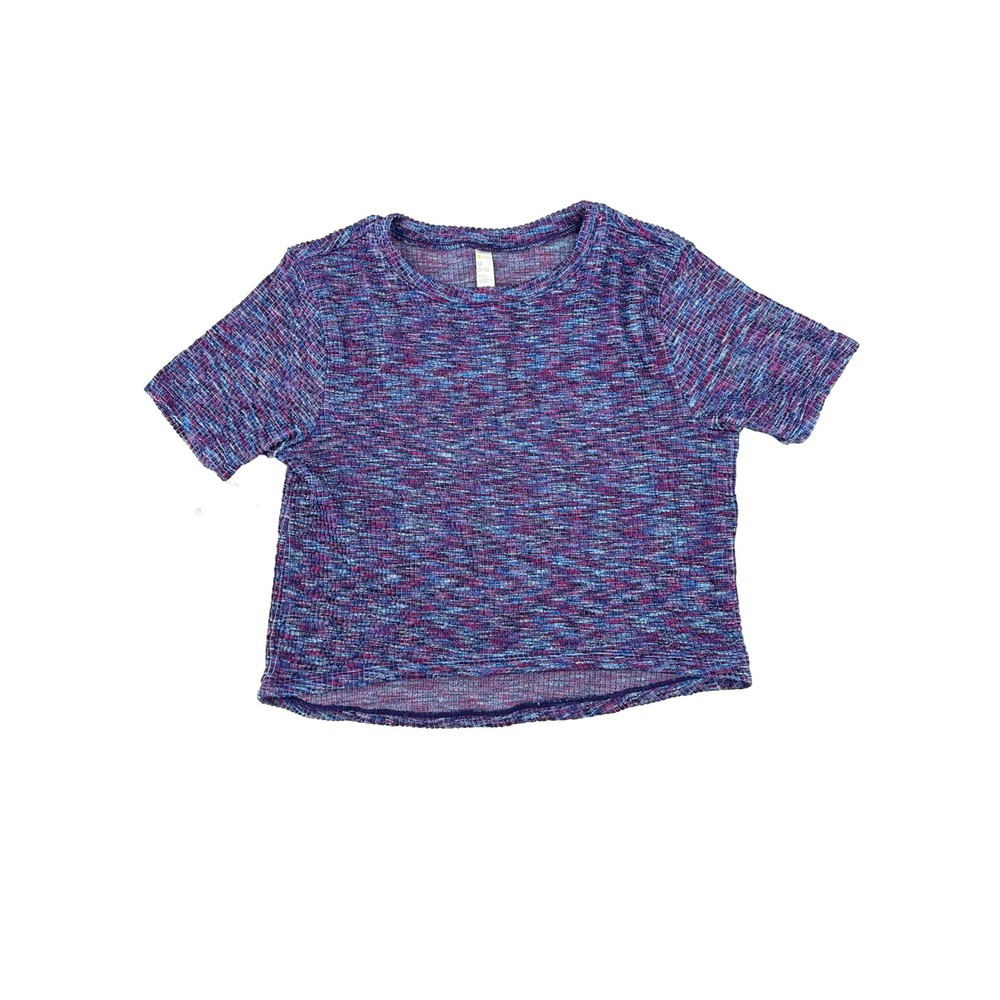 Zella Girls Purple Blue Space Dye Ribbed Cropped T-Shirt Size M 8/10 NEW